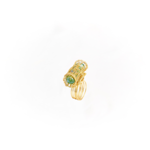 Anillo Dorado – Cristales Facetados – Anillo Verde