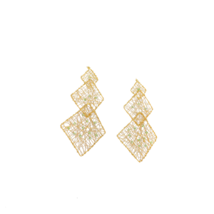 Aretes Dorado – Aretes Rombos – Cristales Verdes