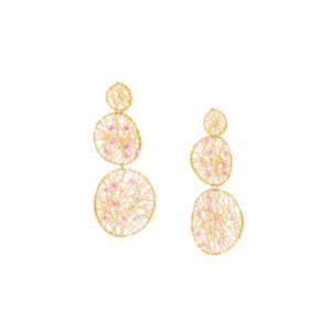 Aretes Dorado – Aretes Círculos – Cristales Rosados