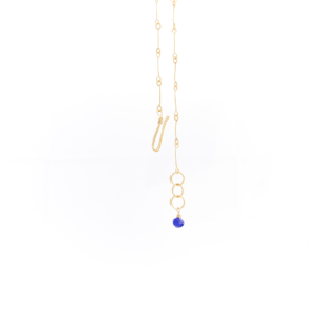 Collar Dorado – Colgante Libélula – Cristales azules